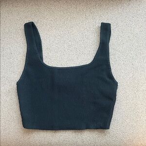 Babaton Black Ribbed Crop Top